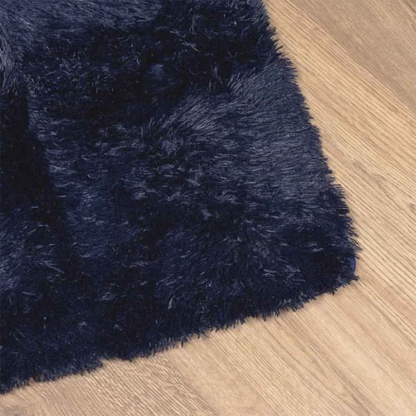 Ryamatta med lång lugg NAVARRA marinblå 60x100 cm polyester