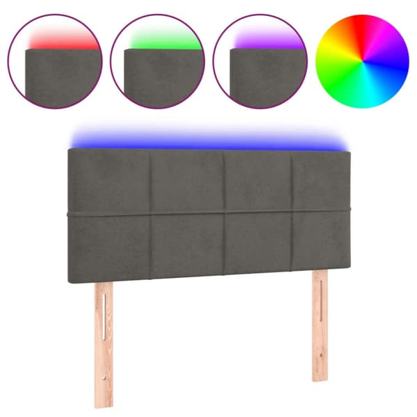 Sänggavel LED mörkgrå 90x5x78/88 cm sammet