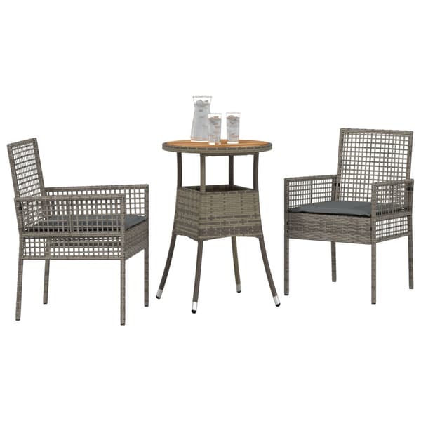 Trädgårdsmöbelset 3 pcs Grå konstrotting