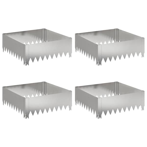 Kant för gräsmatta 4 st 60 x 60 x 20 cm Stål Silver