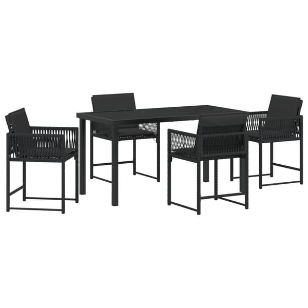 Trädgårdsmöbelset 5 pcs Svart konstrotting