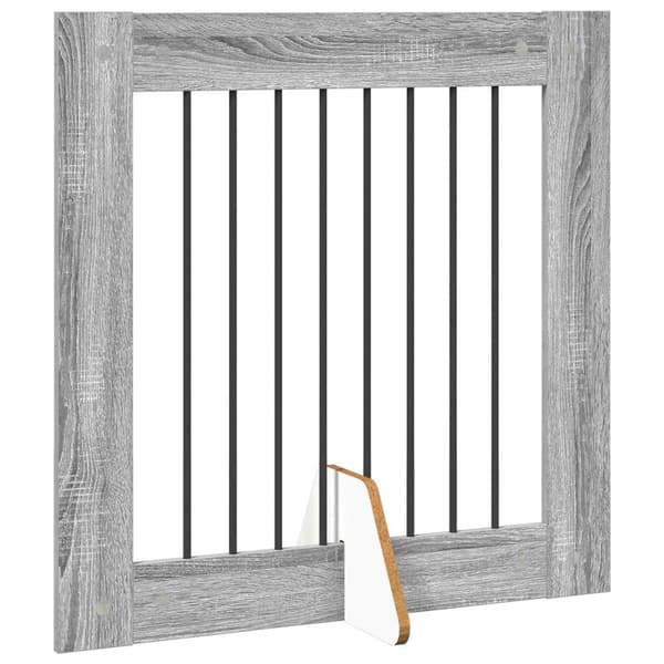 Hundgrind med ställningar 4 pcs Grå sonoma-ek 80 x 80 cm