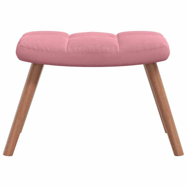Vilstol med fotpall rosa sammet