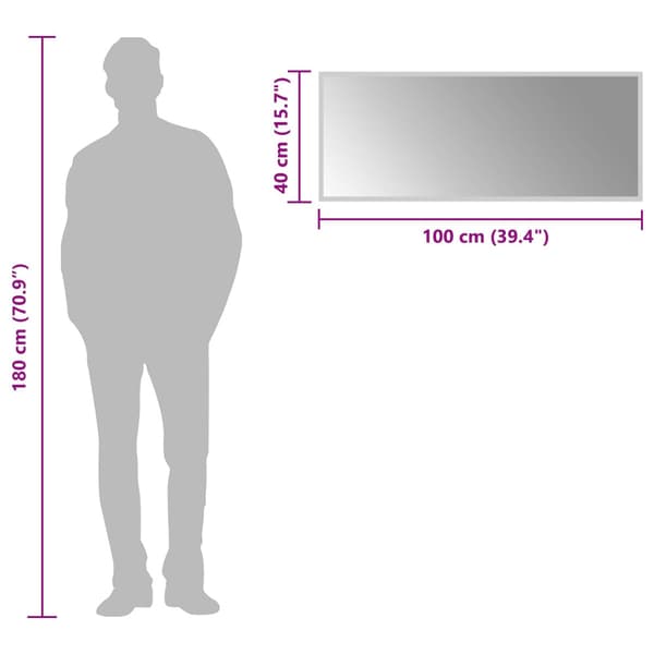 LED Badrumsspegel Transparent 100 x 40 cm härdat glas