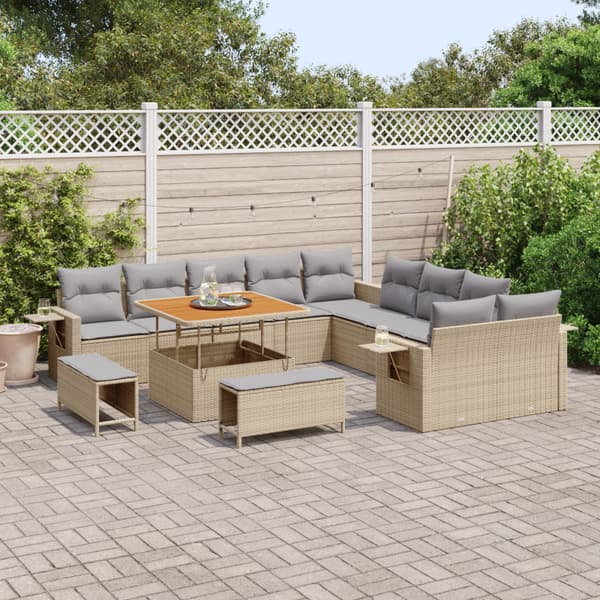 Trädgårdsoffset 13 pcs Beige konstrotting