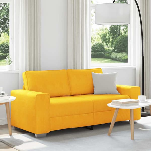 Tvåsitssoffa ljusgul 180x77x82 cm manchestertyg
