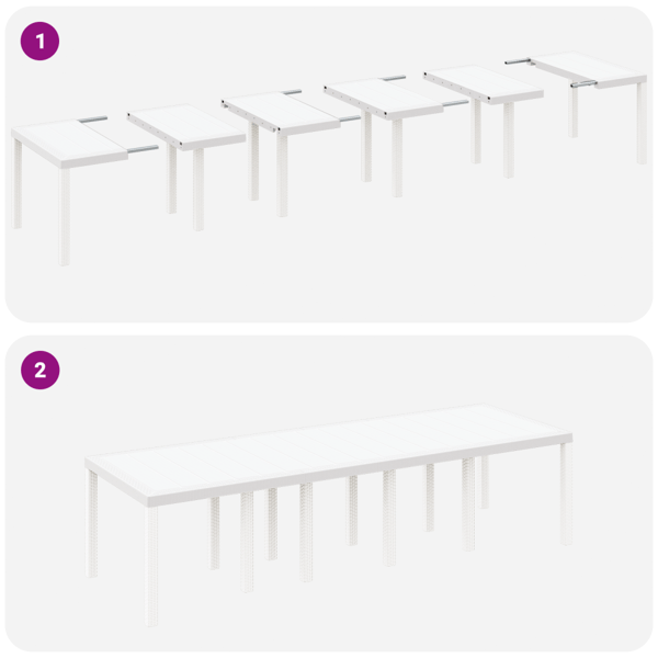 Trädgårdsmöbelset 13 pcs Vit och Ljusgrå Polyrottning och stål