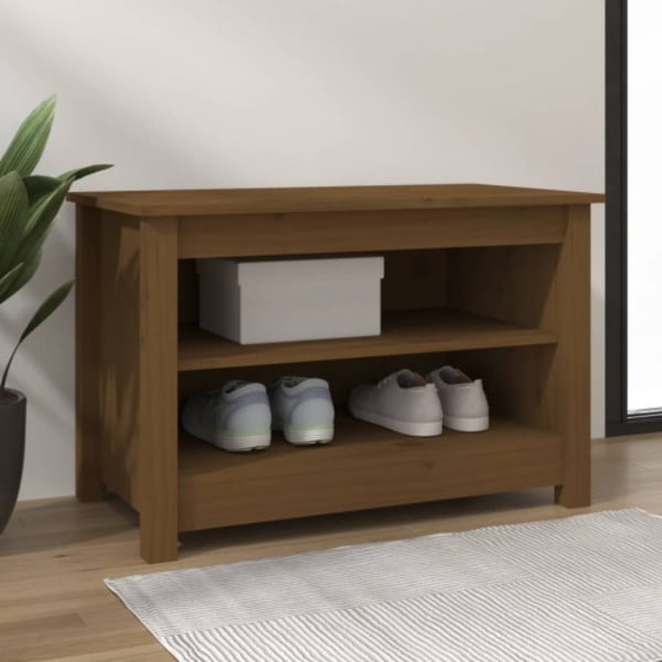Skobänk honungsbrun 70x38x45,5 cm massiv furu