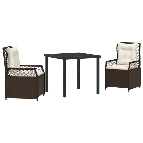 Trädgårdsmöbelset 3 pcs Brun konstrotting