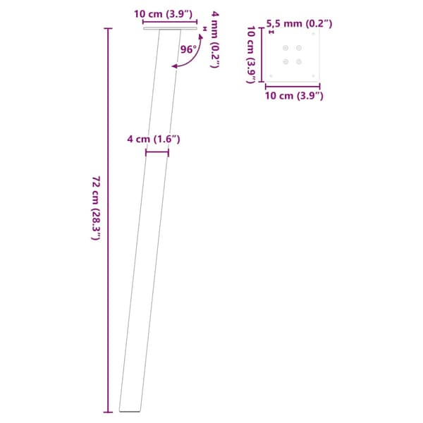 Konsolbordsben 4 st vita 72 cm stål