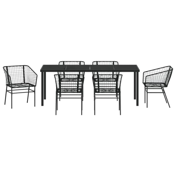 Trädgårdsmöbelset 7 pcs Svart konstrotting