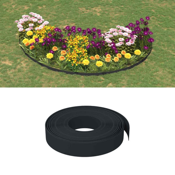 Trädgårdskant 25 m 10 cm PE Svart