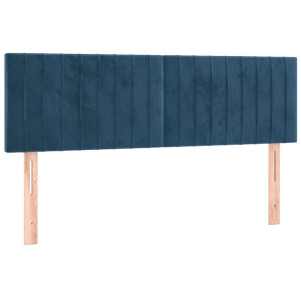 Ramsäng med madrass mörkblå 140x190 cm sammet