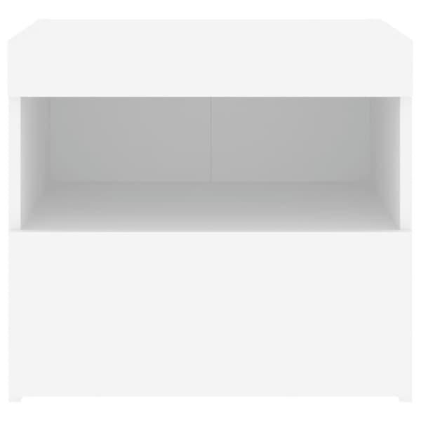 Sängbord med LED vit 50x40x45 cm