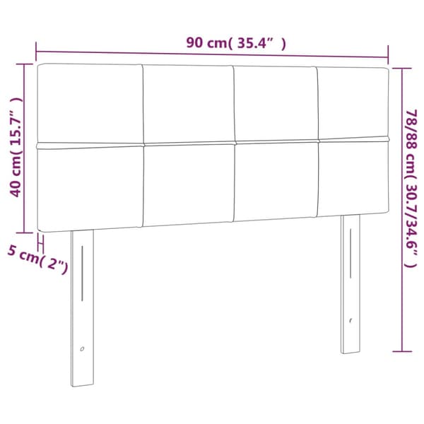 Sänggavel LED mörkgrå 90x5x78/88 cm sammet