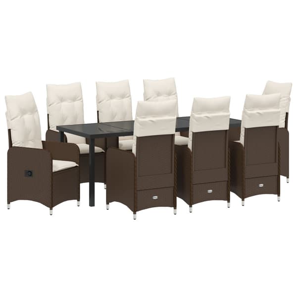 Trädgårdsmöbelset 9 pcs Brun konstrotting