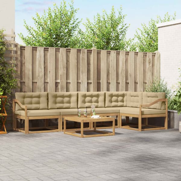 Utomhussoffset 6 pcs Vit och Beige 79 x 79 x 37 cm Polyester