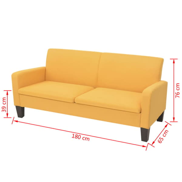 3-sitssoffa 180x65x76 cm gul