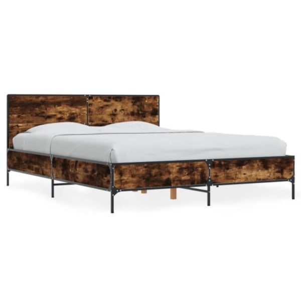 Sängram rökfärgad ek 140x190 cm konstruerat trä och metall