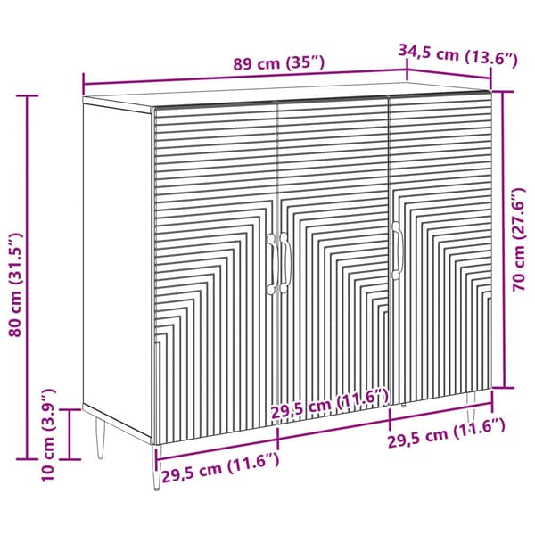 Sideboard Rökt ek 89 x 34,5 x 80 cm Konstruerat trä