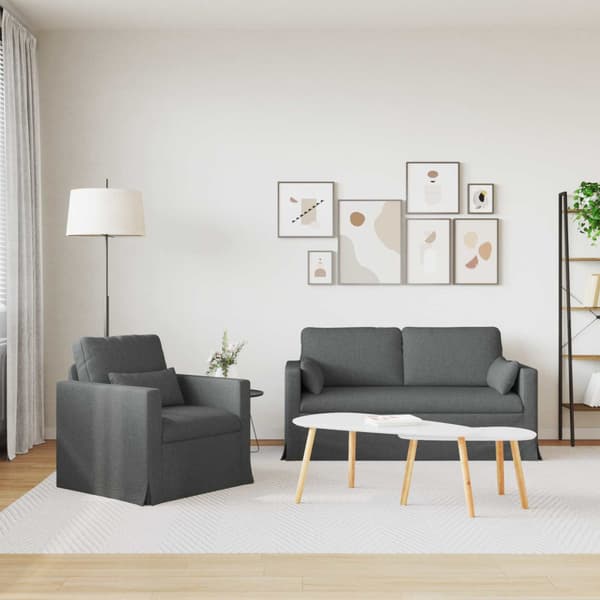 Soffset 2 pcs Mörkgrå 158 x 78 x 80 cm tyg