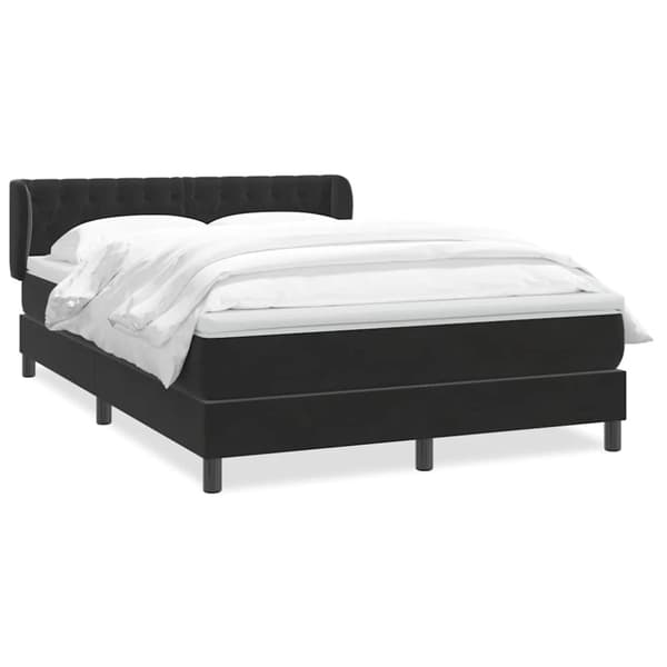Ramsäng med madrass svart 160x210 cm sammet