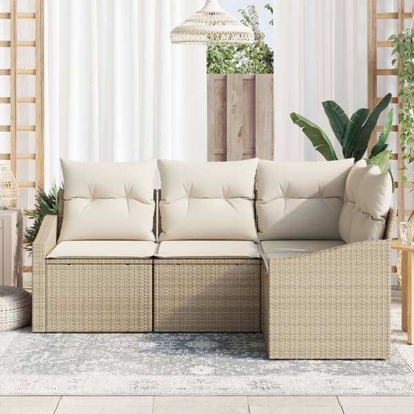 Trädgårdsoffset 4 st Beige och vit konstrotting