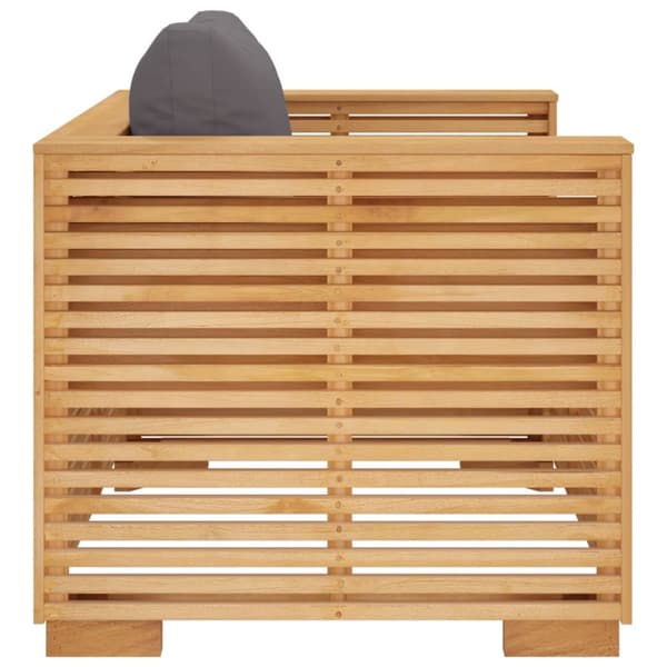 Trädgårdsfåtölj mörkgråa dynor massiv teak