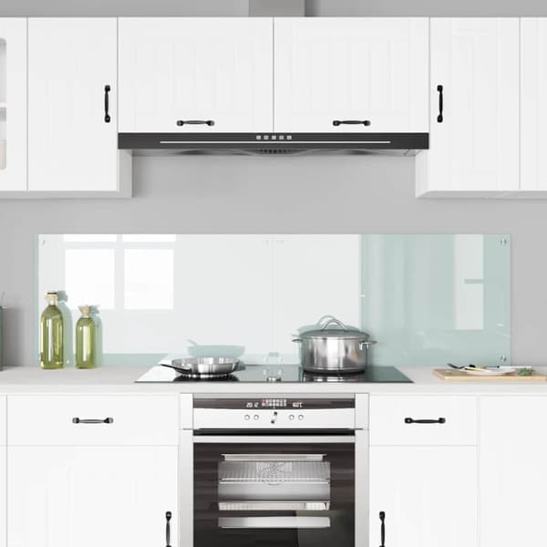 Köksskydd 2 pcs Vit 90 x 50 cm härdat glas
