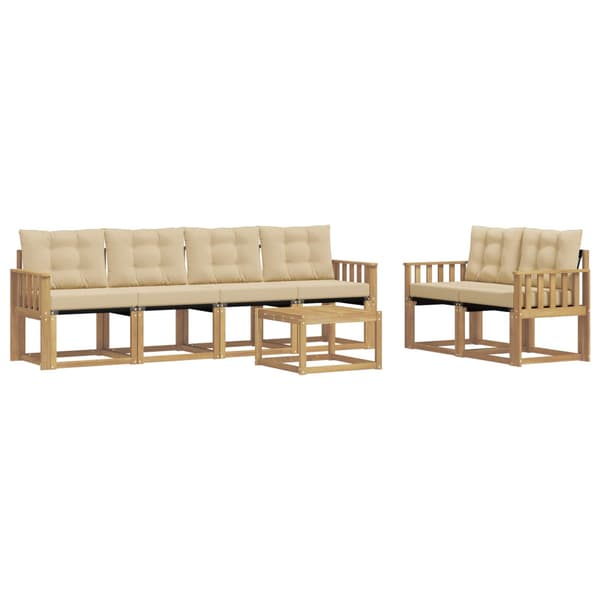 Utomhussoffset med kudde 7 pcs Vit och Beige