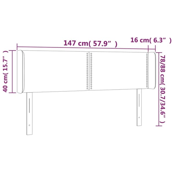 Sänggavel LED grå 147x16x78/88 cm konstläder