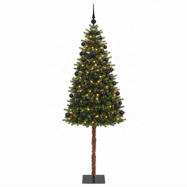 Konstgjord julgran med kulor 120 cm 150 LED-lampor Varmvit