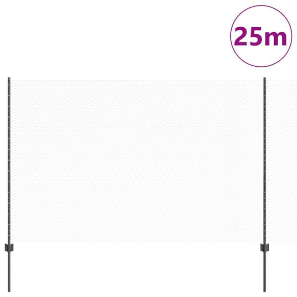 Stängsel med stolpe Grå 1,5 x 25 m Stål