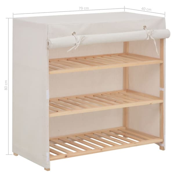 Skoförvaring med överdrag vit 79x40x80 cm tyg