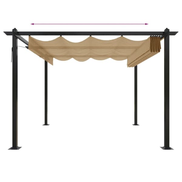 Paviljong med infällbart tak 3x3 m taupe