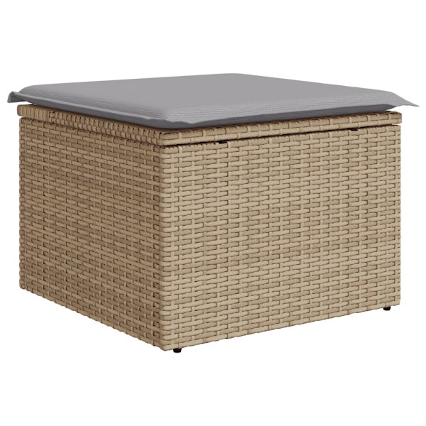 Trädgårdsoffset med kudde 7 pcs Beige och Ljusgrå Polyrattan