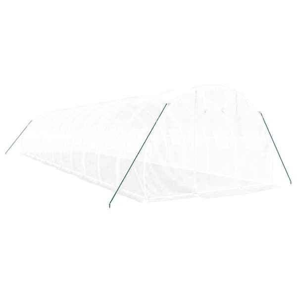 Växthus med stålram vit 36 m² 12x3x2 m