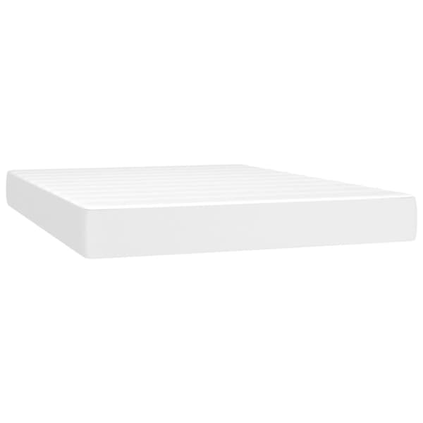 Ramsäng med madrass & LED vit 140x190 cm konstläder