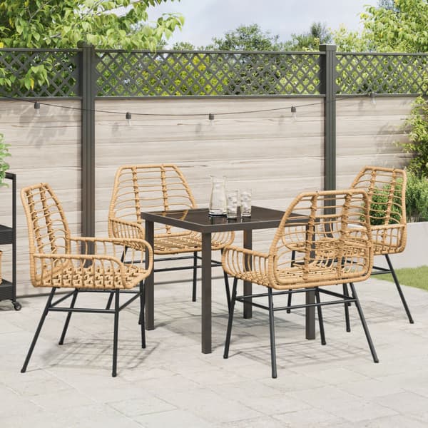 Trädgårdsmöbelset 5 pcs Brun konstrotting