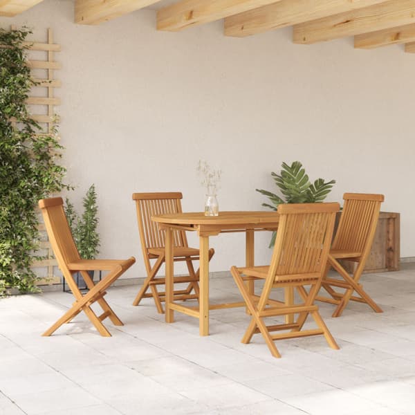 Trädgårdsmöbelset 5 pcs Brun Massivt teakträ