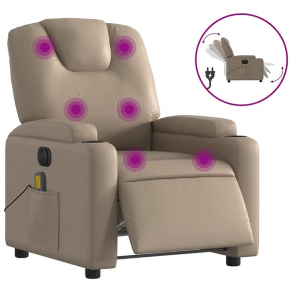 Elektrisk massagefåtölj cappuccino konstläder