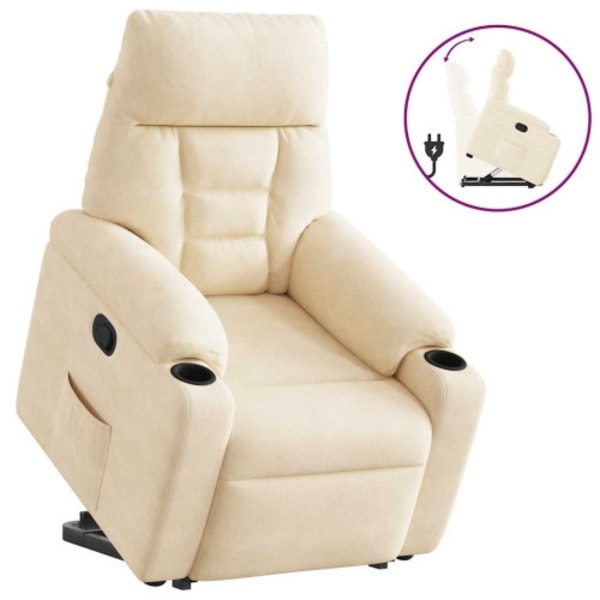 Reclinerfåtölj med uppresningshjälp beige mikrofibertyg