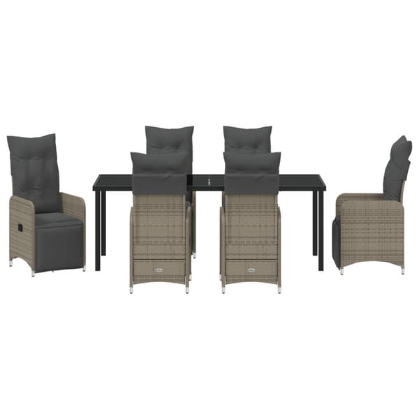 Trädgårdsmöbelset 7 pcs Beige konstrotting