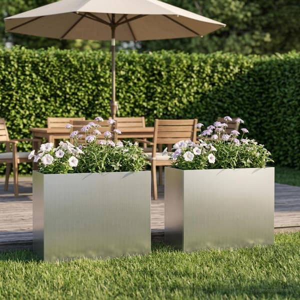 Trädgårdsplanterare 2 st Silver 50 x 20 x 40 cm