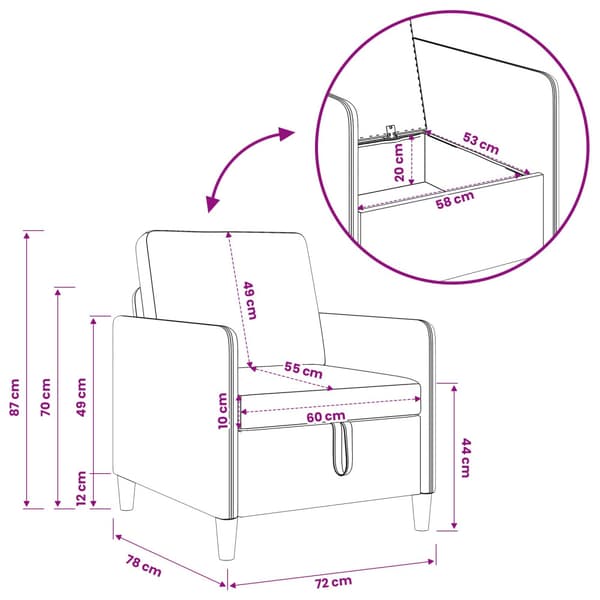Soffa med förvaring Gräddvit 72 x 78 x 87 cm Polyester