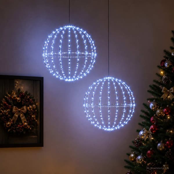Julspira med belysning 2 st 192 LED-lampor Blå