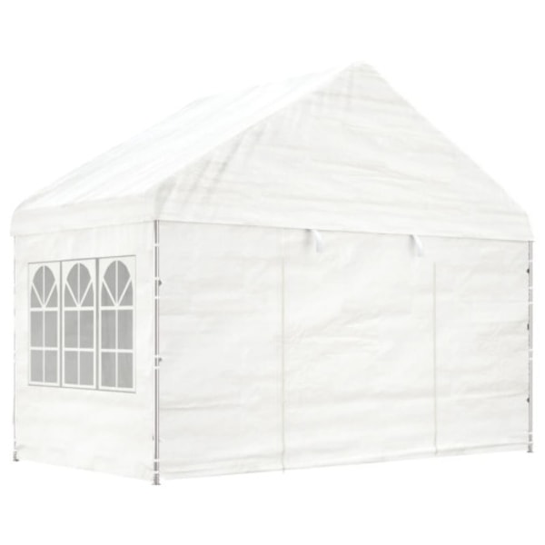 Paviljong med tak vit 4,08x2,23x3,22 m polyeten