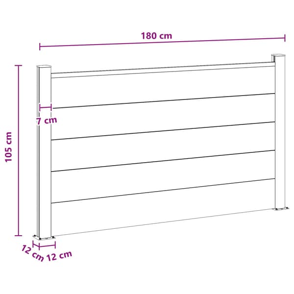 Stängselpanel WPC och aluminium Svart