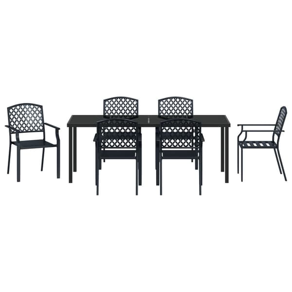 Trädgårdsmöbelset 7 pcs Antracit Pulverlackerat stål