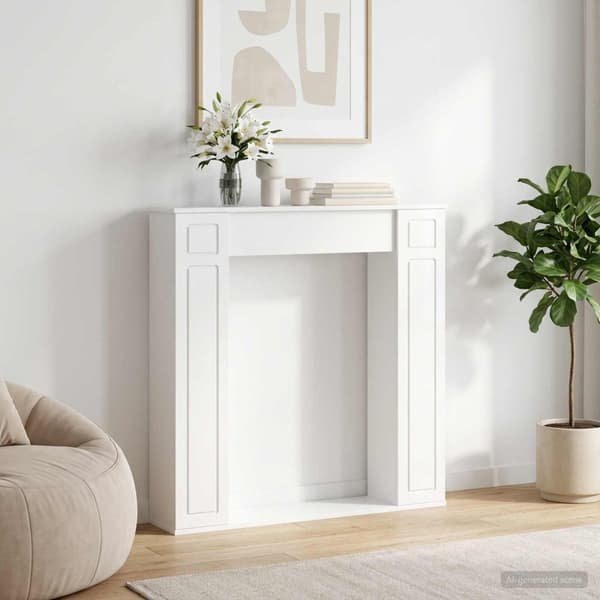 Eldstadsram Vit högglans 100 x 20 x 100 cm Konstruerat trä